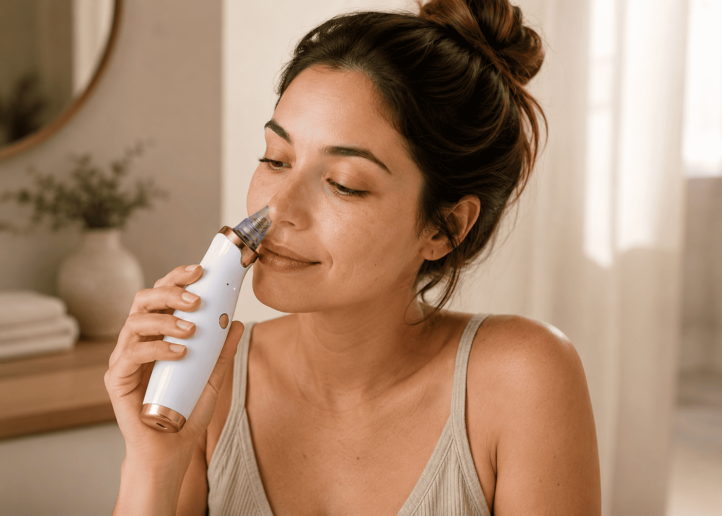 Zeniar Por&eacute;lia em uso durante uma rotina de skincare